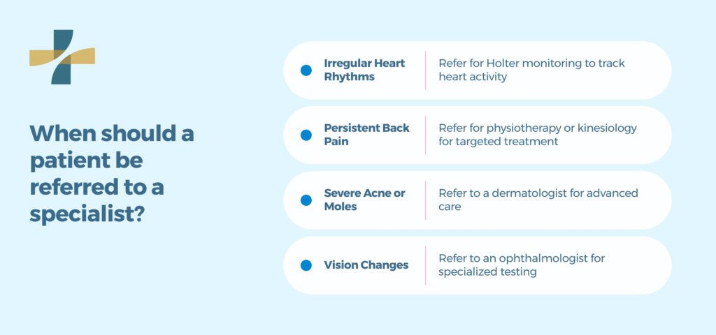 When should a patient be referred to a specialist?