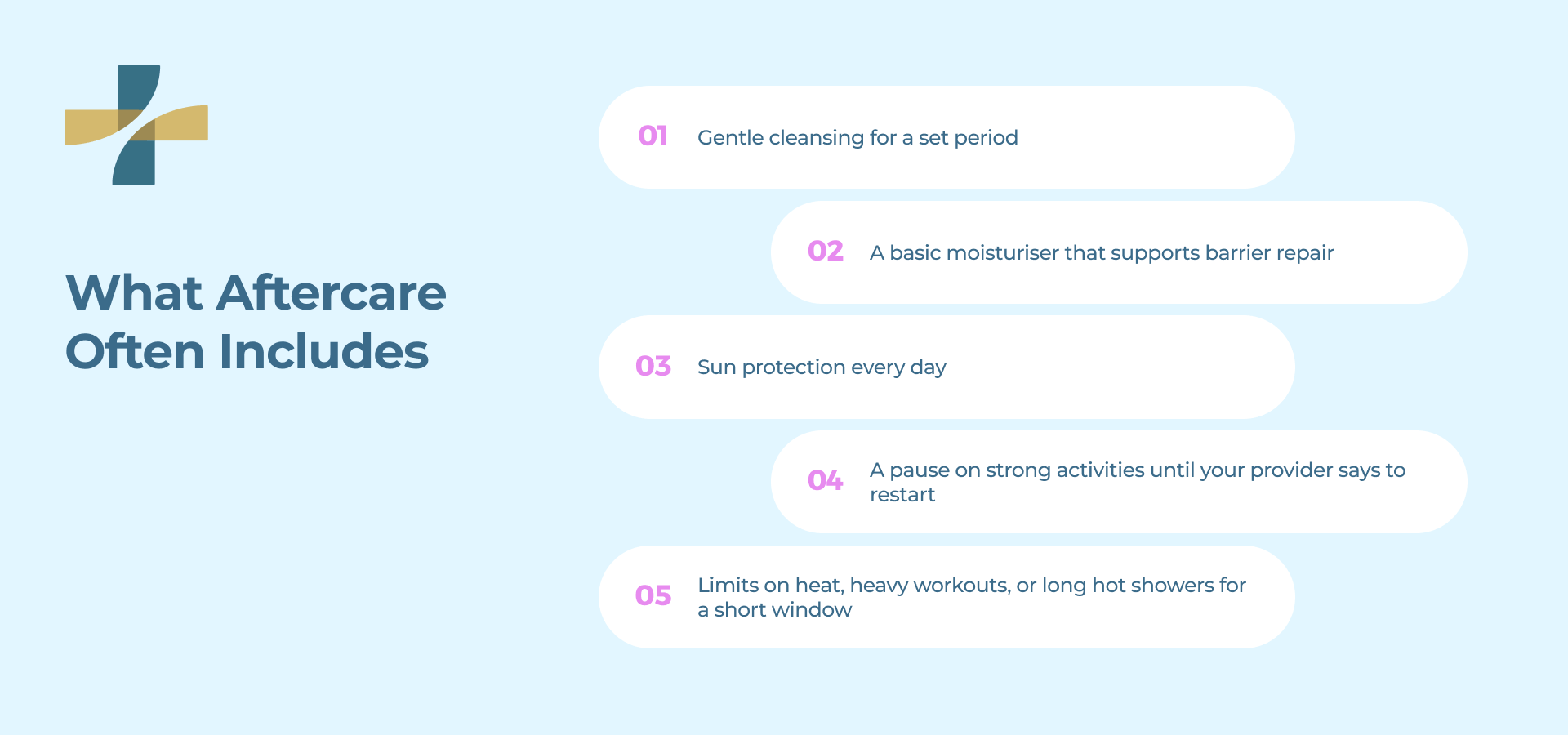 What aftercare often includes